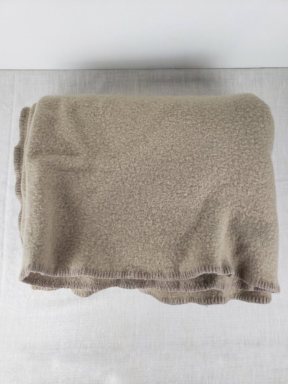 Faribault Woolen Mills Throw Blanket Beige 100% Virgin Wool 59x71" USA Made